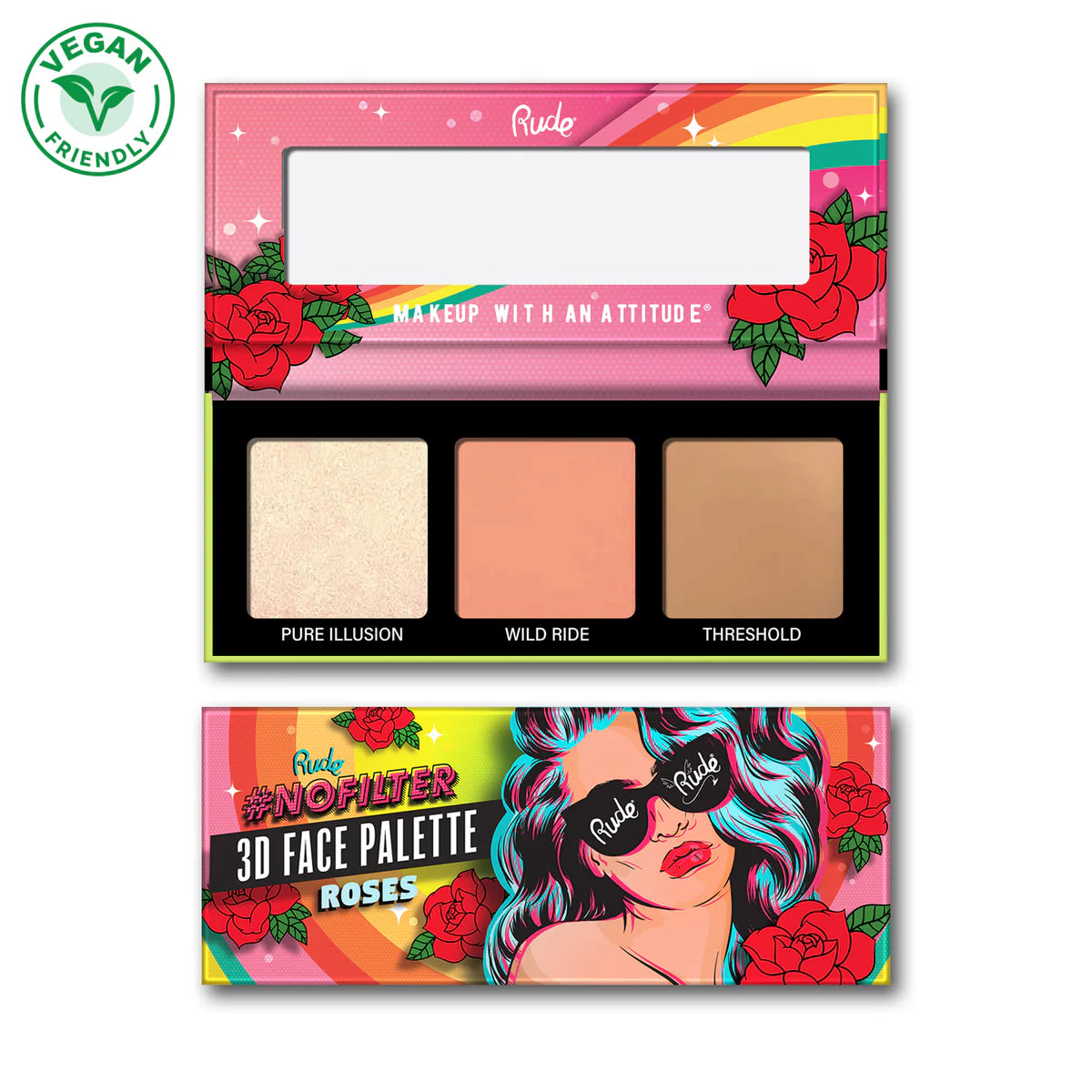 Rude - NoFilter 3D Face Palette - Roses